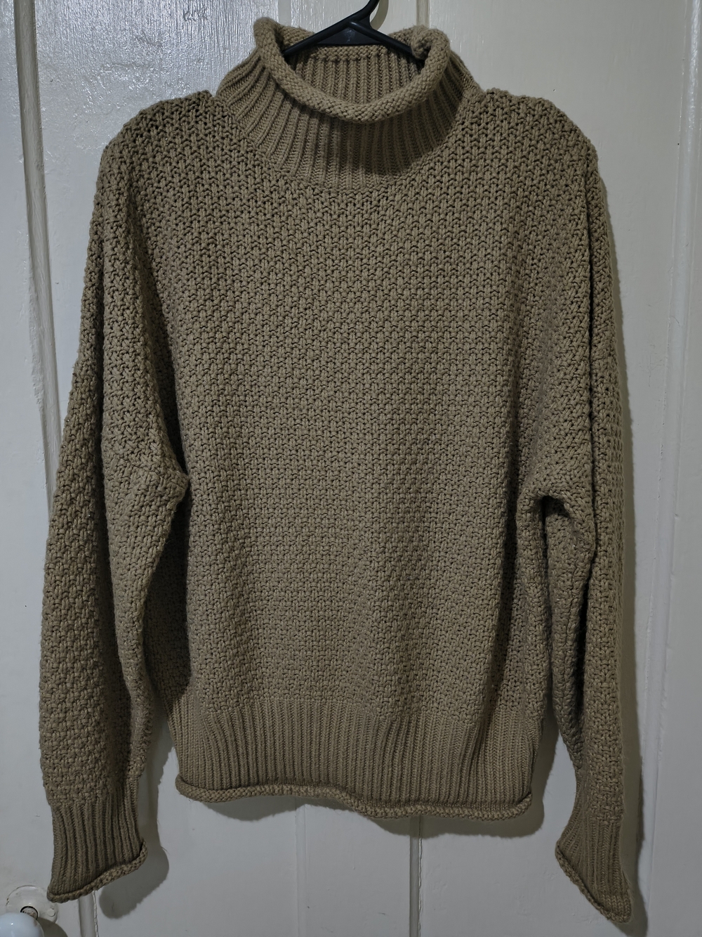 Womens Turtleneck Knit Sweater in Tan